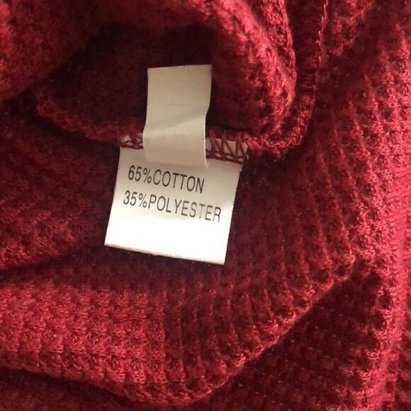 Dark Red Waffle Knit V-Neck Sweater - Picture 7 of 10